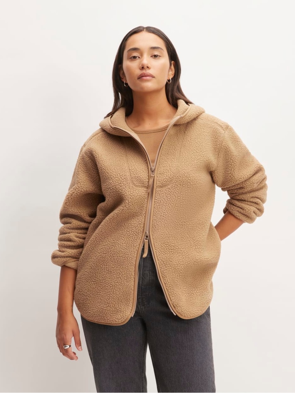 Everlane the renew fleece full zip hoodie jacket size large